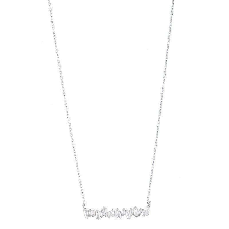 CZ Baguette Bar Necklace-Necklace-Ashley Schenkein Jewelry Design