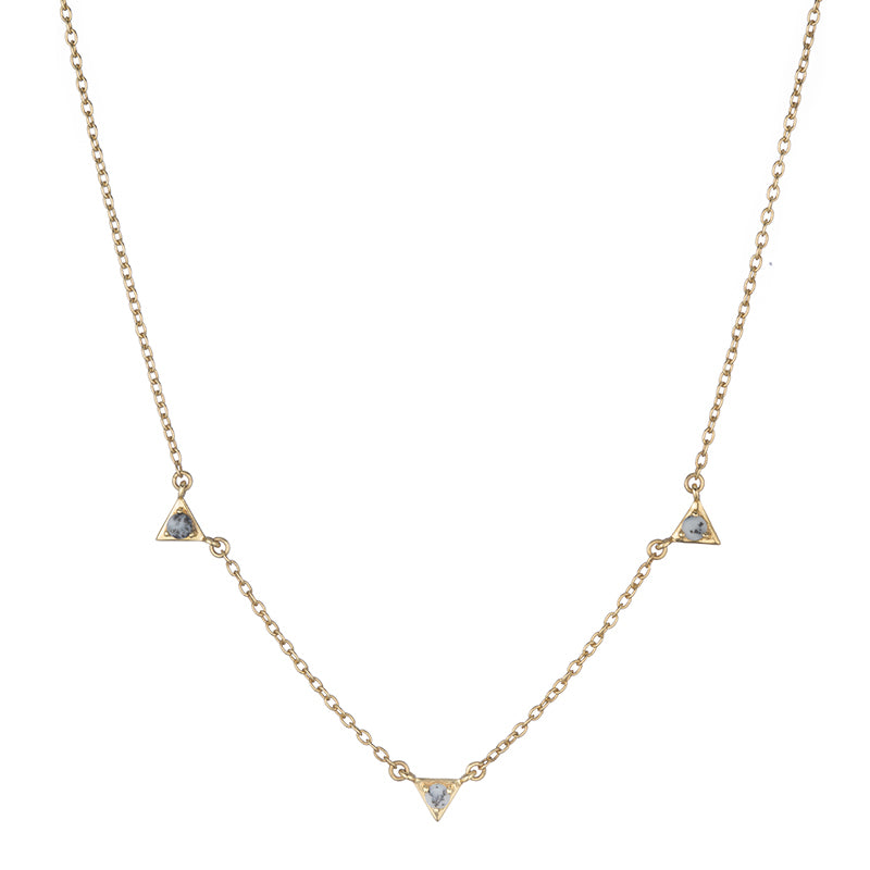 Tokyo Triple Triangle Drop Necklace-Necklace-Ashley Schenkein Jewelry Design