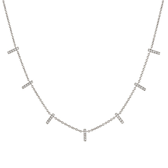 Diamond Pavé Bars Necklace, 14k-Necklace-Ashley Schenkein Jewelry Design