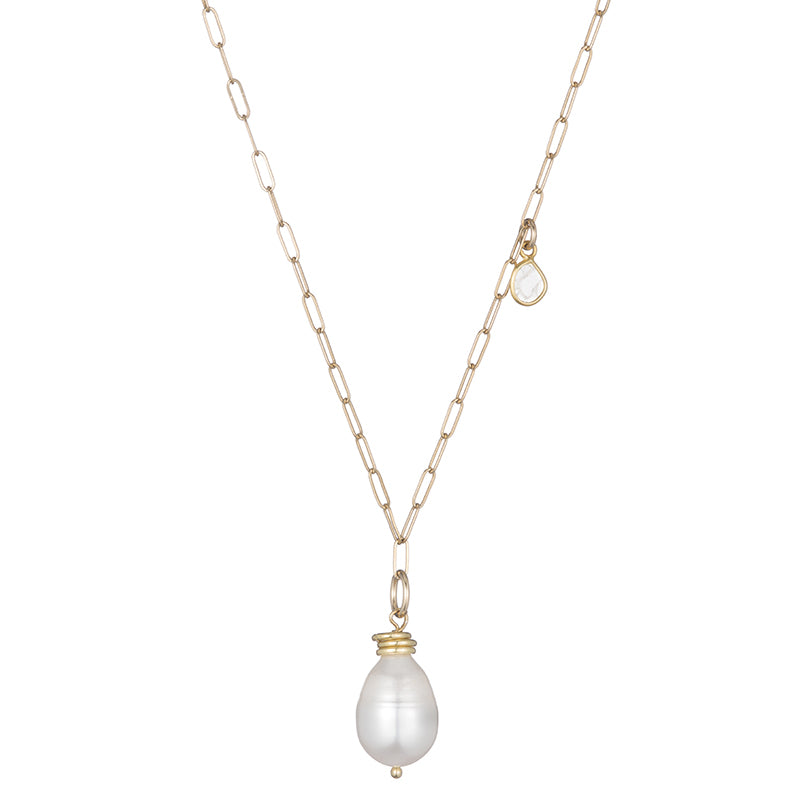 Tokyo Pearl and Diamond Slice Drop Necklace-Necklace-Ashley Schenkein Jewelry Design