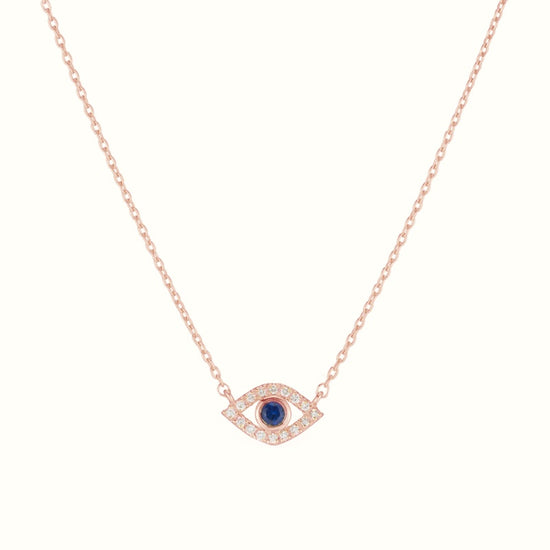 Diamond and Sapphire Evil Eye Necklace, 14k-Necklace-Ashley Schenkein Jewelry Design