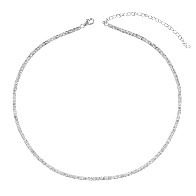 White CZ Tennis Necklace-Necklace-Ashley Schenkein Jewelry Design