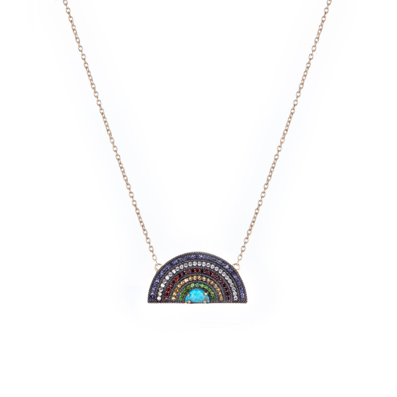 Rainbow Pavé Necklace-Necklaces-Ashley Schenkein Jewelry Design