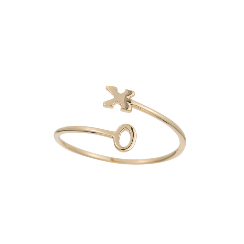 Solid Gold XO Open Ring, 14k-Rings-Ashley Schenkein Jewelry Design