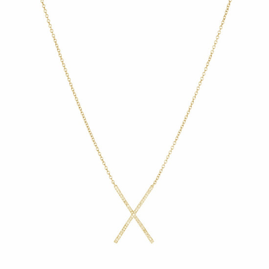 Diamond Pavé X Necklace-Necklace-Ashley Schenkein Jewelry Design