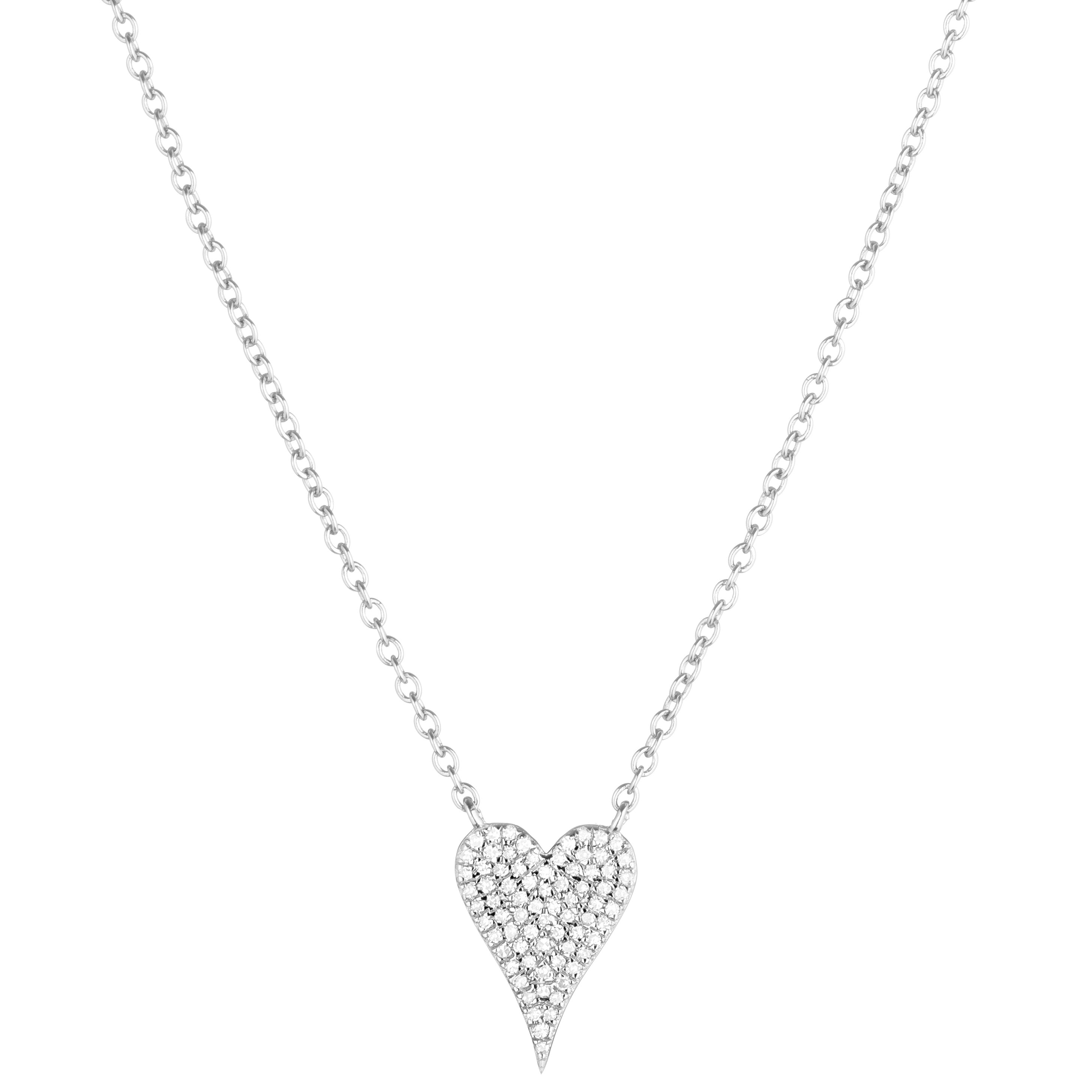 Diamond Pavé Small Heart Necklace -Necklace-Ashley Schenkein Jewelry Design